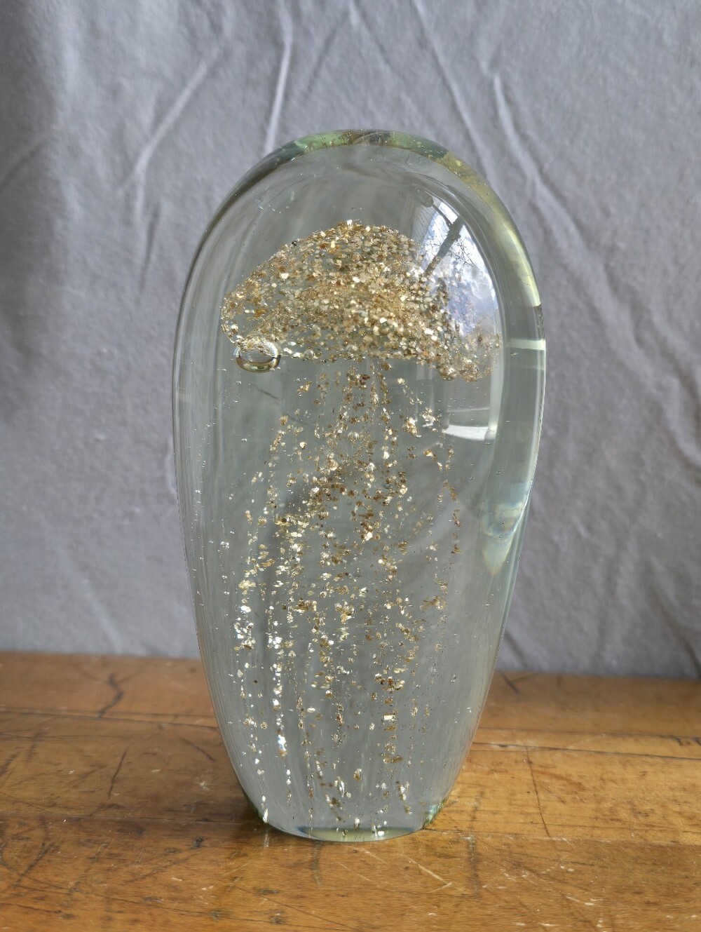 Vintage Art Glass Jellyfish Sculpture Gold Aventurine Sommerso Paperweight 5.75"